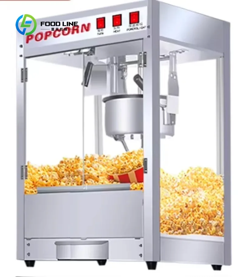Commercial Use Automatic Large Capacity Heat Preservation Electric Heating Stainless Steel Popcorn Machine