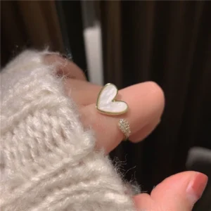 Simple Inlaid Zircon Golden Rose Pearl Ring for Women Personalized Fashionable Daily Accessories Party Jewelry Birthday Gifts